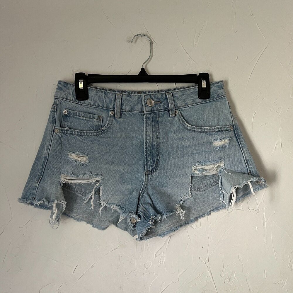 Garage Festival y2k Denim Shorts Size 5 Light Wash Distressed Raw Hem Cutoff